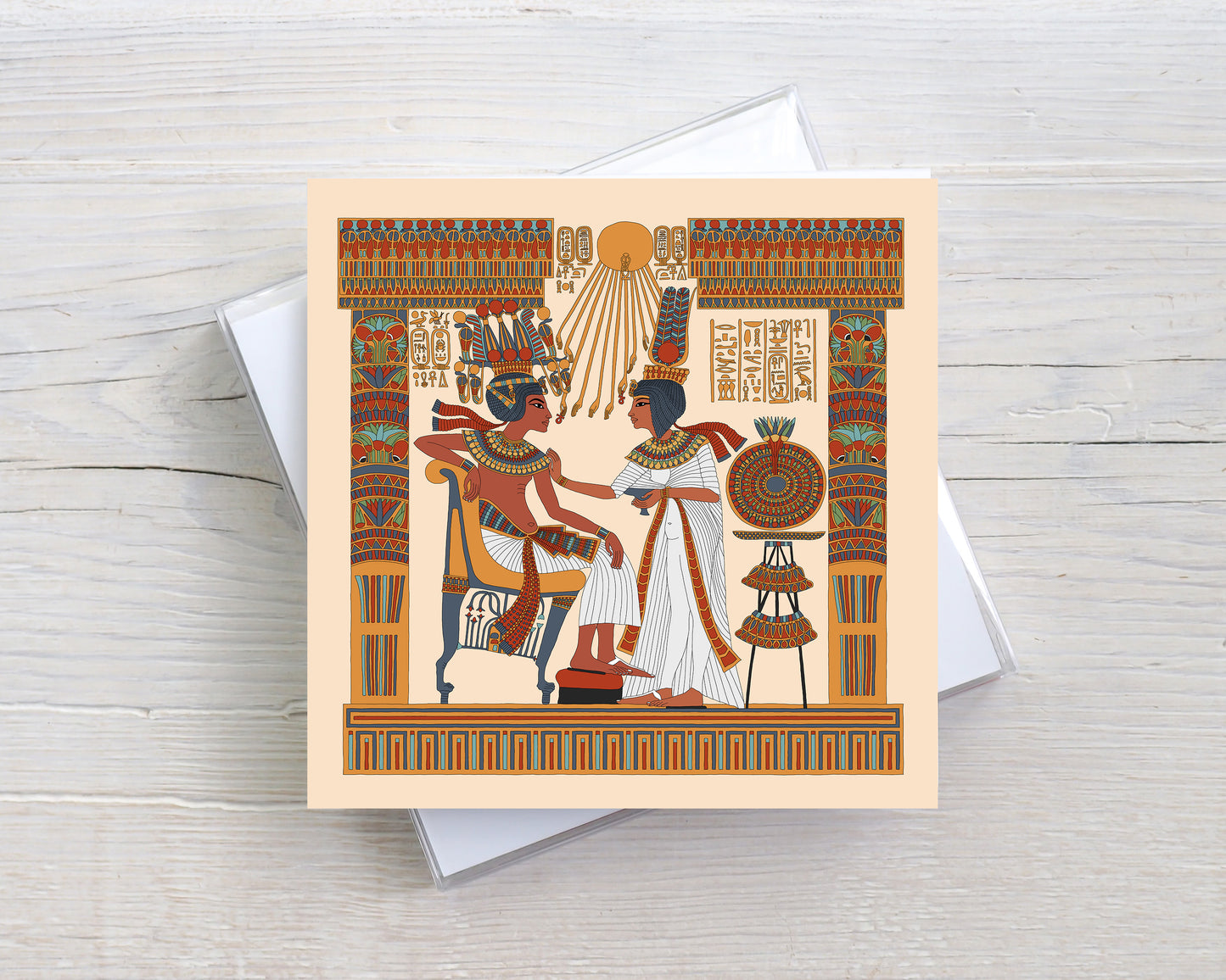 Tutankhamun and Ankhesenamun in a Floral Pavilion Greeting Card